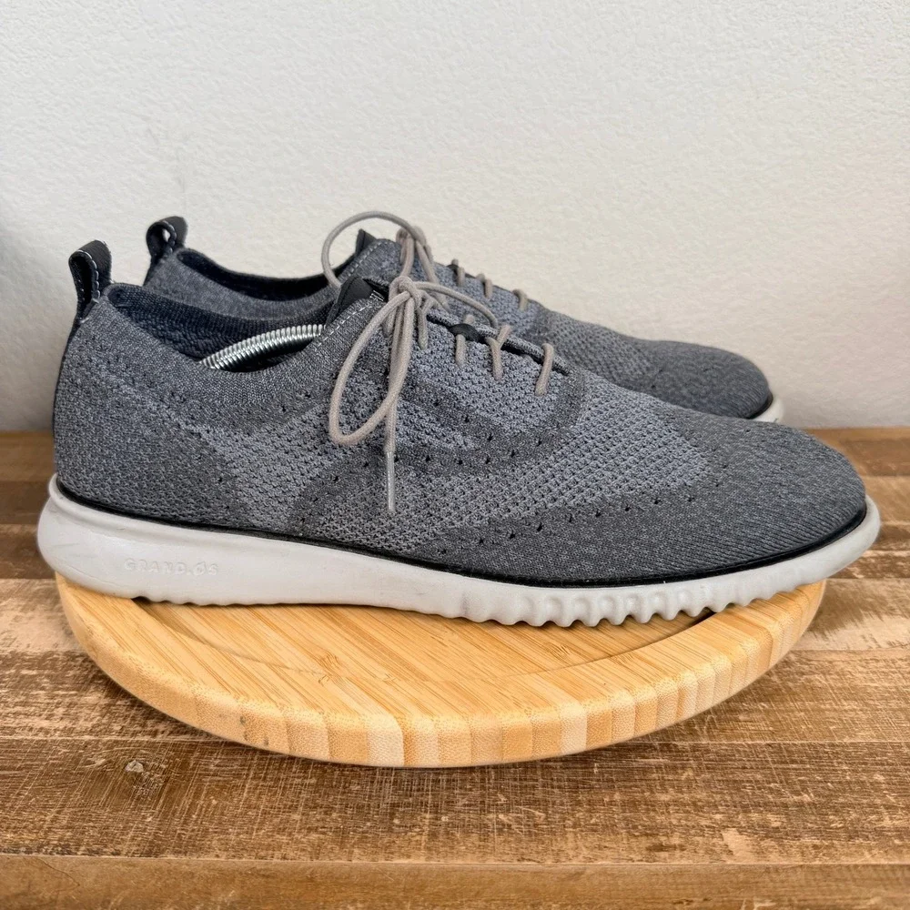 Cole Haan Zerogrand Stitchlite Wingtip Oxford Shoes Mens 13M Grey Knit C27568